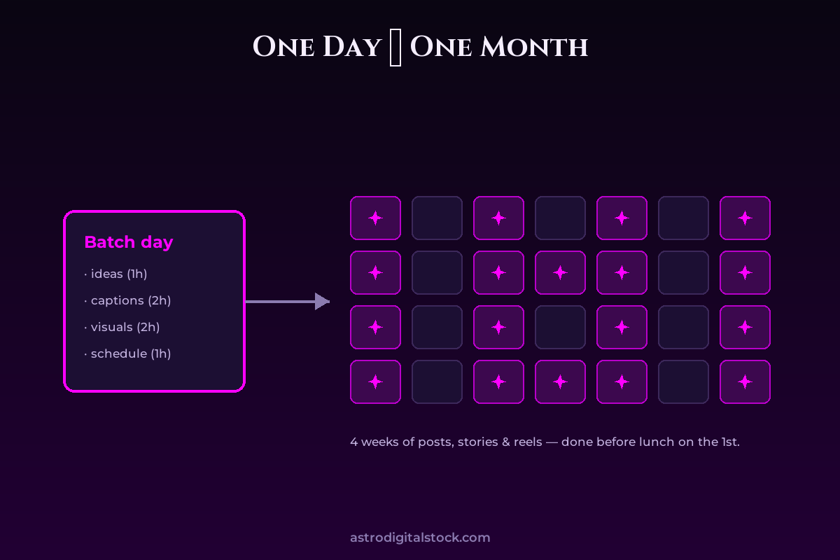 The Batch Day: One Day, One Month of Content — diagram