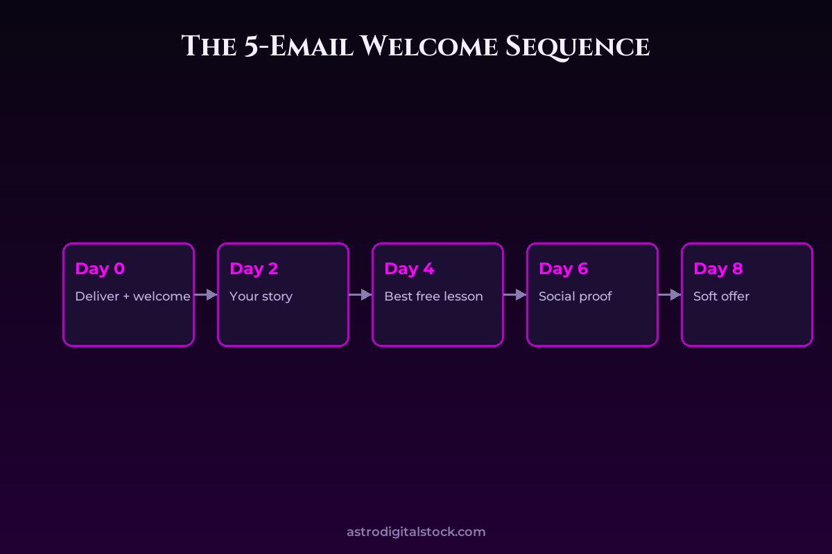 Email for Astrologers: The 5-Email Welcome Sequence — diagram