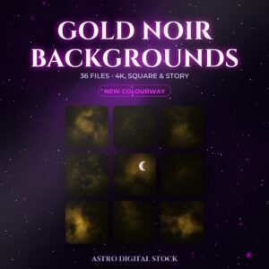 Gold Noir Backgrounds — nine gold and black astrology backgrounds
