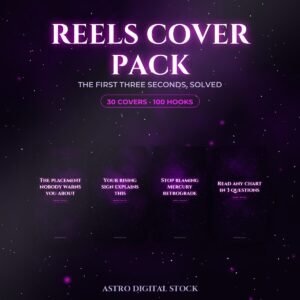 Astrology Reels Cover Pack — 30 Covers + 100 Hooks